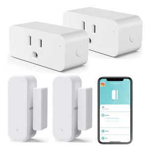 SOLO WiFi Door Sensor Power Plug Smart Home Security Alarm Smartlife App 2 Pk - Picture 1 of 10