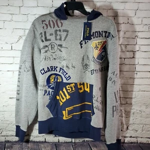 Polo Ralph Lauren Naval Division Air Base Army Graphic Gray Hoodie Men's SMALL - Picture 1 of 2