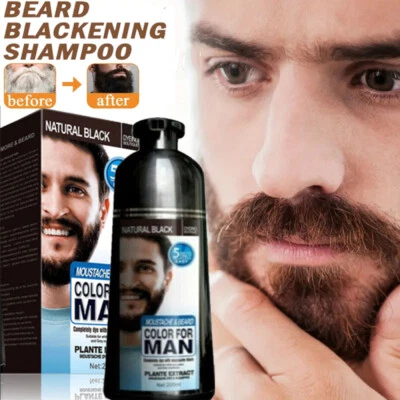 Champú tinte barba para hombre, para hombre negro en 5 minutos y tinte para cabello negro de larga duración Foto 1 de 4