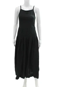 J Crew Womens High Neck Spaghetti Strap Zip Lined Long Dress Black Size S - Picture 1 of 6