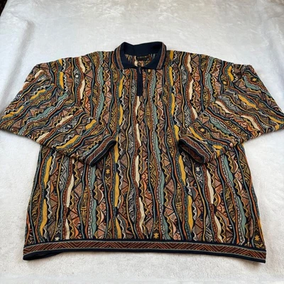 Suéter polo Coogi Australia 3X masculino estampa abstrata com zíper no pescoço abstrato 3D - Imagem 1 de 4
