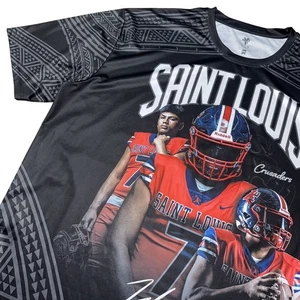 Saint Louis Crusaders Shirt Mens 4XL Black Red Football Polynesian Kahi Tribute - Picture 1 of 12