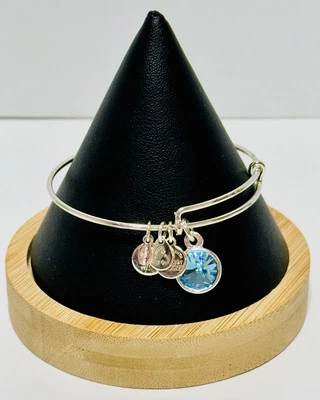 Brazalete Brazalete Ajustable Alex and Ani Tono Plata Azul Claro Piedra Dije Foto 1 de 4