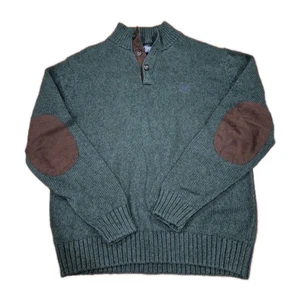 Suéter Chaps Henley Para Hombres Medio Verde Simulado Cuello Codo Parches Pullover Vacaciones - Imagen 1 de 9