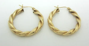 ATEMBERAUBENDE DAMEN 10K GELBGOLD GEDREHTE CREOLEN (1-1/4") OHRRINGE 3,4G - Bild 1 von 8