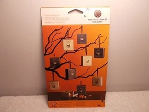 Martha Stewart Set of 12 Halloween Skull & Spider Favor Treat Boxes & Ribbon - Picture 1 of 4