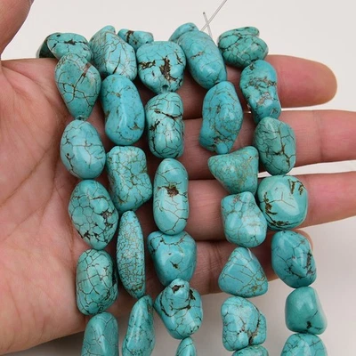 15x20mm Piedra Natural Suave Libertad Azul Turquesa Pepita Cuentas Sueltas 15.5" Foto 1 de 4