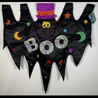 De colección 1996 Nce Windsculpts Halloween Casa Bandera Boo Murciélago Doble Lado Varilla Estilo Nuevo de Lote Antiguo Foto 1 de 4