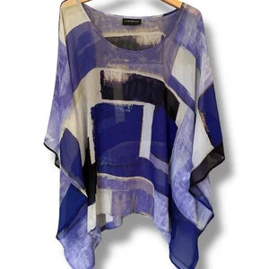Lane Bryant Tunic Blouse Women's Size 18/20 Purple Peony Open Sleeves Asymmetric - Picture 1 of 5