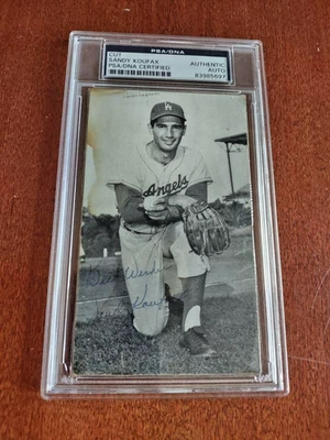 1950's Exhibit Size Sandy Koufax Autograph Signed PSA/DNA Los Angeles Angels - Image 1 of 3