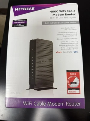 Netgear N600 Wifi cable modem router C3700 - no manual original box w power cord - Image 1 of 4