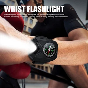 Wrist Flashlight Waterproof Rechargeable 5 Modes Watch Flashlight With Compass - Picture 1 of 12