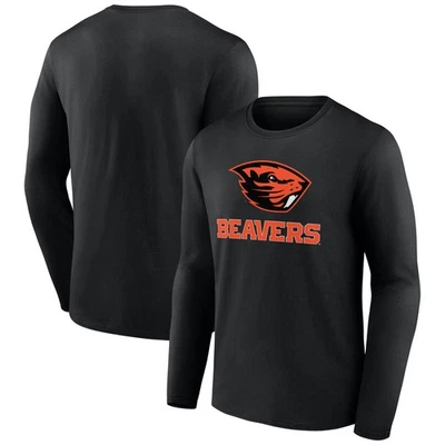 Men's Fanatics Black Oregon State Beavers Team Lockup Long Sleeve T-Shirt - Image 1 of 3