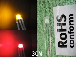 10pcs 3mm Bi-Polar Red/Yellow Common anode 3-pin Led 3v-12v free resistor,RY3LA - Picture 1 of 2