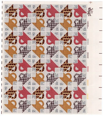 Scott #1748a (1745-48) Quilts Folk Art Sheet Of 48 Stamps - MNH LR - Image 1 of 2
