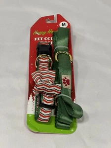 NEW happy holidays pet dog collar & leash size medium 14-20 inches leash 4 feet - Picture 1 of 2