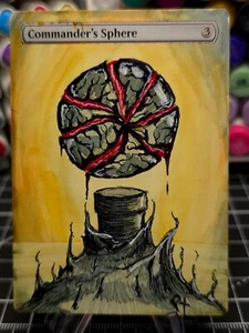 Commander's Sphere - MTG *Altered Hand Painted Original Art Anime - Crack Globe - Picture 1 of 6