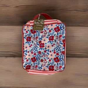 Matilda Jane Clothing Pink Stripe and Blue Floral Zipper Bag 9.5x10.25x3.5 New - Picture 1 of 10