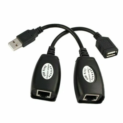 USB über Ethernet RJ45 Stecker & Buchse Cat5 Cat5e Cat6 Verlängerungsadapter Kabel Set - Bild 1 von 3