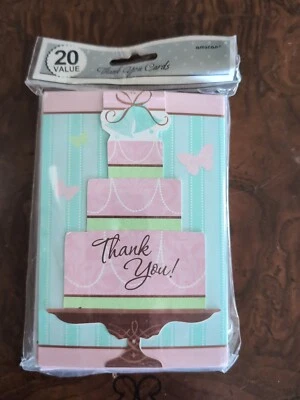 Blushing Bride Cake Bridal Shower Pink Wedding Party  Thank You Notes Cards C2 - Image 1 of 2