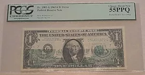 1963A $1.00 ERROR NOTE-MAJOR PRESS ERROR PMG 55PPQ **EXTREMELY RARE** - Picture 1 of 4
