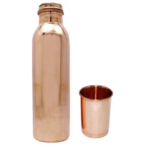 Botella de agua de cobre con vidrio para la salud Ayurveda beneficios prueba pura fugas yoga - Imagen 1 de 9