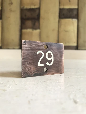 Early 20th Century Small Copper/Bronze Enamel House door number 29 Plate Sign Cover
