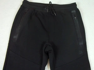 Reebok Fleece Sweatpants Joggers Men M Black Zip Pockets Tapered Ankle Zip Gym - Picture 1 of 13