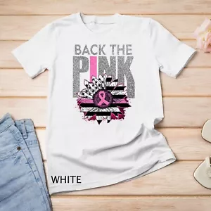 Camiseta unisex Back The Pink Ribbon Bandera de girasol Concientización sobre el cáncer de mama - Imagen 1 de 15