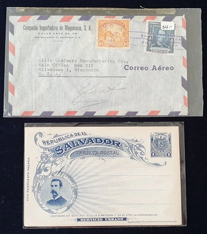 SALVADOR Stamps Postal History Cover to USA and Post Card #8088 Cover