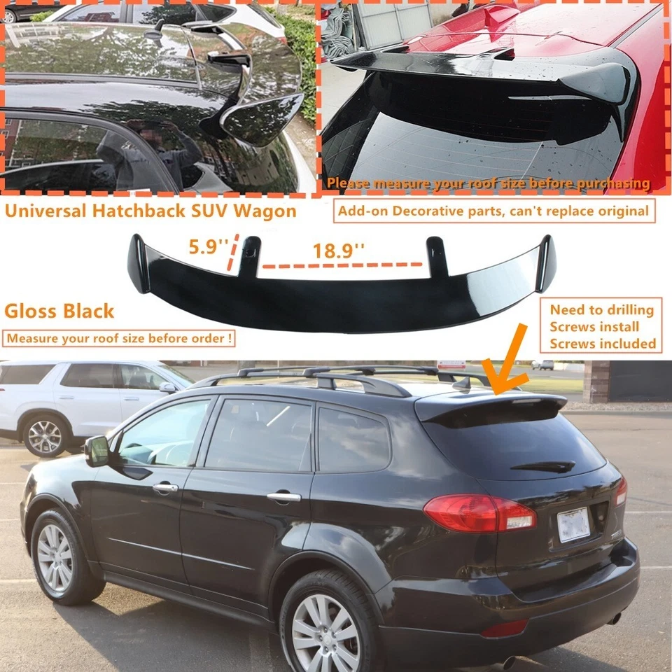 For 2008-14 Subaru Tribeca Gloss Black GT-Style Rear Roof Spoiler Wing Universal Foto 1 de 4
