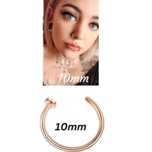 10 mm Roségold Nasenring Chirurgenstahl Reifen Lippenringe kleines dünnes Körperpiercing. - Bild 1 von 6
