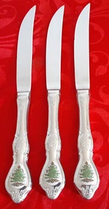 Spode by wallace stainless Christmas Tree 3 steak knives 9 7/8" unused - Picture 1 of 5