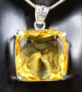111.65 Ct Cushion Natural Yellow Citrine Pendant 925 Strealing silver Gems 5MRB - Picture 1 of 8