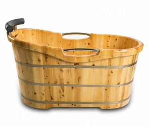 XXL Luxus freistehende Holz-Badewanne 150x67 Holzbadewanne Tauchbecken Holzwanne - Bild 1 von 5