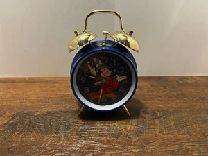 Disney Fantasia Mickey Mouse Double Twin Bell Blue Alarm Clock - Picture 1 of 7