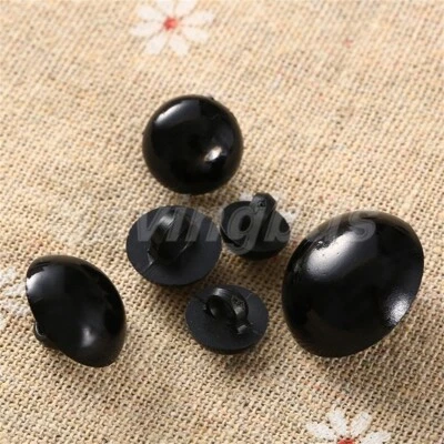100x Toy Bear Doll Nose Eyes Buttons Mushroom Domed Sewing Shank Black - Image 1 of 4