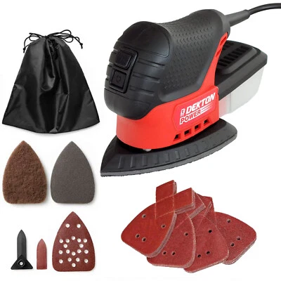 Mini Detail Sander 75W Electric Palm Mouse + 41 Delta Sanding Sheets & Dust Box - Image 1 of 4