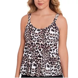 Camiseta tankini Swim Solutions para mujer talla 10 estampada plisada delantera - Imagen 1 de 12