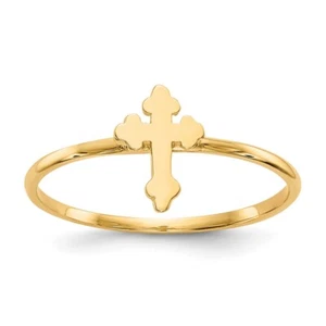 14K Yellow Gold Polished Cross Ring Size 7 for Women 0.91 gram - Picture 1 of 6