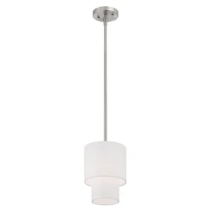 Pendant Light Brushed Nickel Fabric Livex Lighting 51040-91 Meridian 18-48" H - Picture 1 of 8