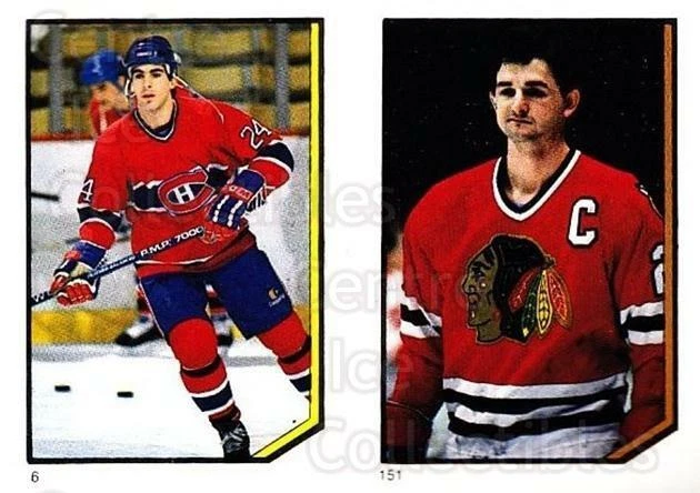 1986-87 O-Pee-Chee Stickers #006-151 Chris Chelios, Darryl Sutter - Image 1 of 1