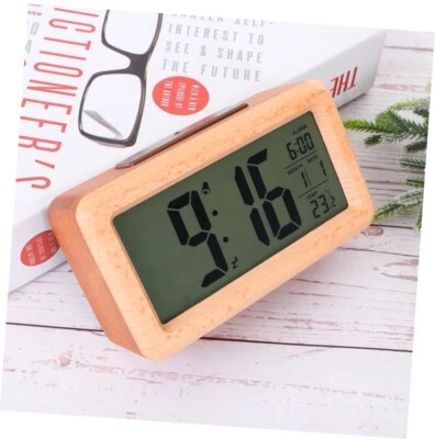 Despertadores digitales de madera para dormitorios a pilas, LCD digital de madera... Foto 1 de 4