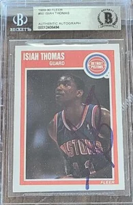 ISIAH THOMAS SIGNED 1989-90 FLEER #50 CARD PISTONS HOF BAS - Picture 1 of 1