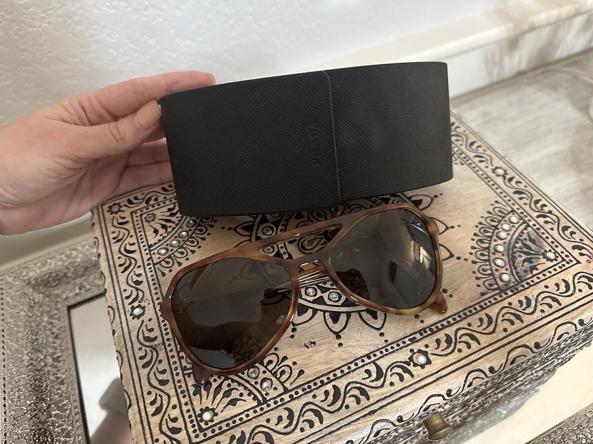 NWOT Prada SPR22R Brown Havana Pilot Style Designer Sunglasses Prada SPR 22R Sunglasses Brown Havana Green Lenses Aviator  main image 4
