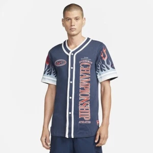 Nike Sportswear Americana Top Men Button Up Baseball Jersey Blue Sz M DV9642-437 - Picture 1 of 14