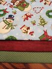 Lot Christmas Fabric Bundle Country Snowman Red Wood grain green polka dots Prim