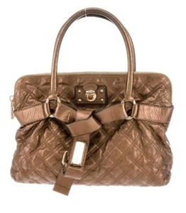 MARC JACOBS Bruna Quilted Leather Large Top Handle Handbag Metallic Bag Bronze - Picture 1 of 11