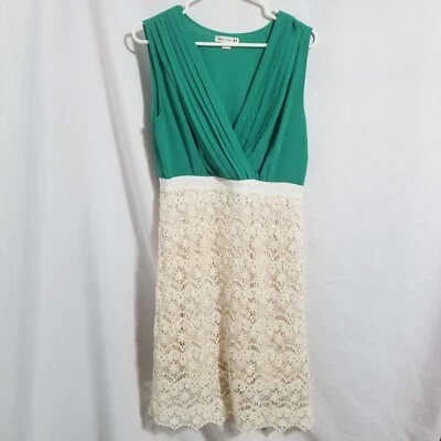 Double Zero Women's L Cowl Neck Crochet Bottom Lined Chiffon Tank Dress - Image 1 of 4