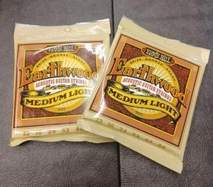 Lot Set Of 2 Ernie Ball Earthwood Acoustic Guitar Strings 80/20 Medium Light - Picture 1 of 4